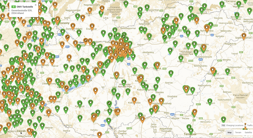 Elektromos autó töltő térkép magyarország