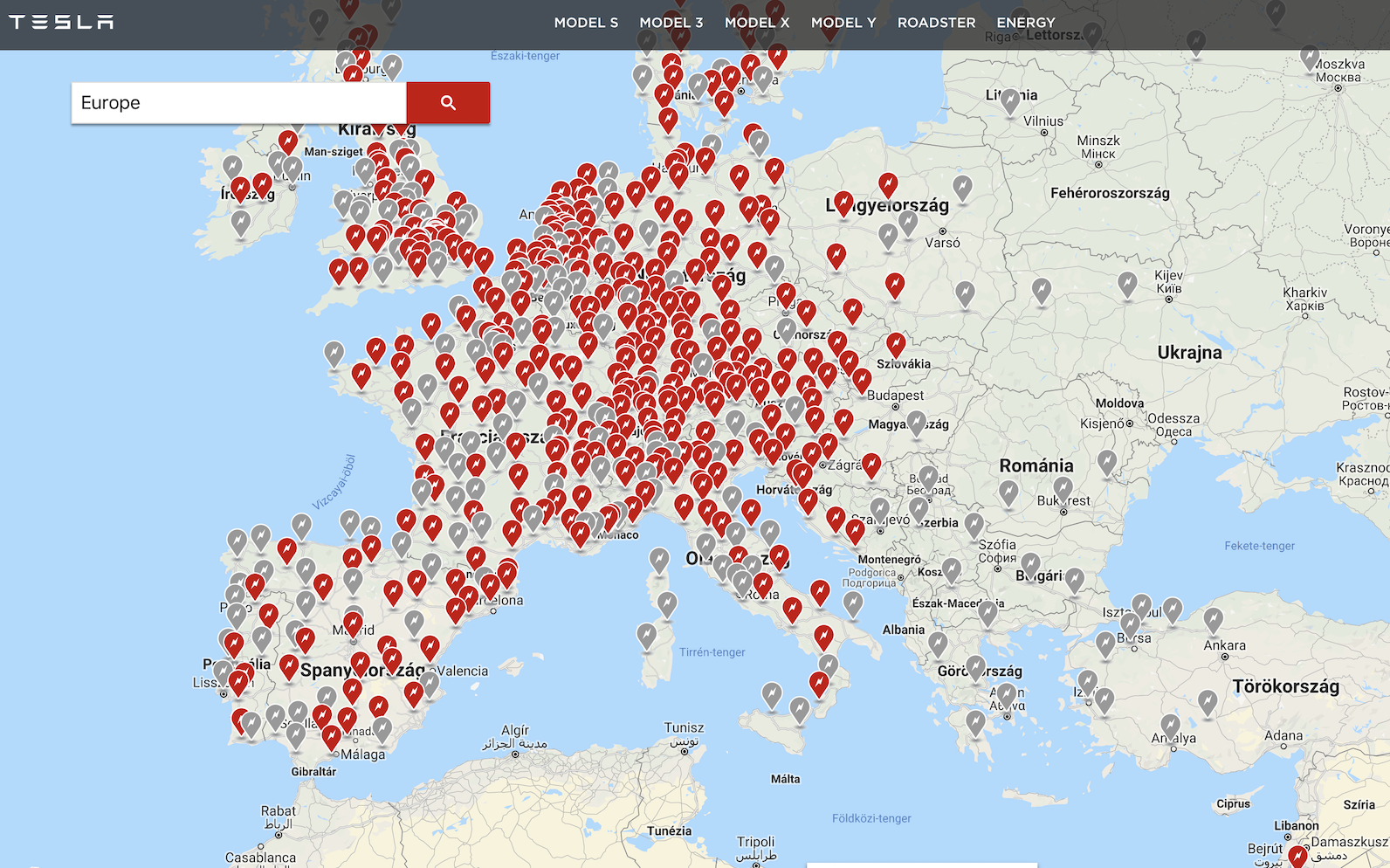 Tesla töltő térkép magyarország